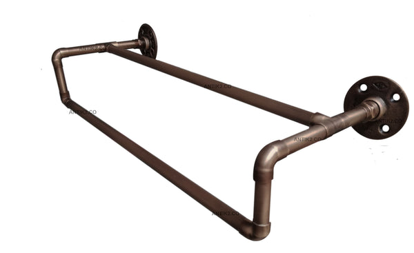 Toallero Vintage Doble Bronce Antiguo