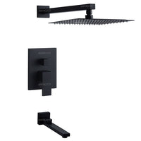 Griferia Mezclador  Para Tina/Bañera  Negro Mate +  Ducha 20cm