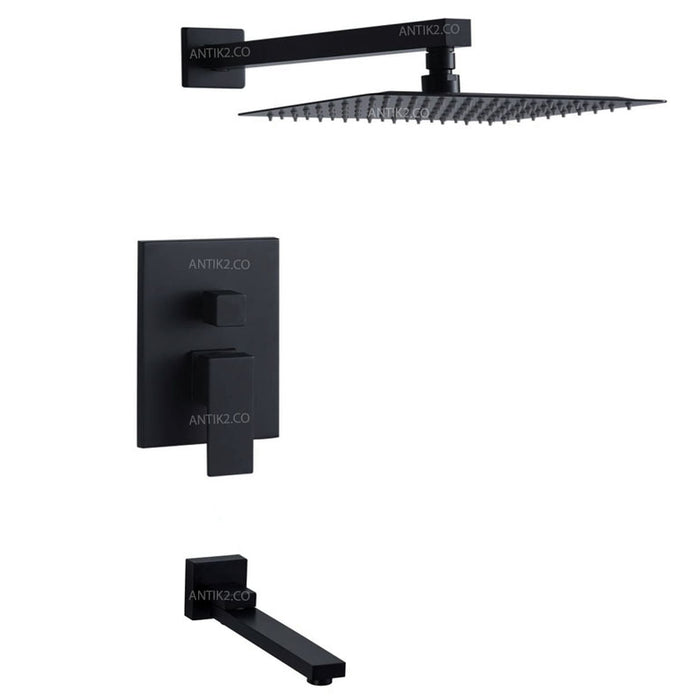 Griferia Mezclador  Para Tina/Bañera  Negro Mate +  Ducha 20cm