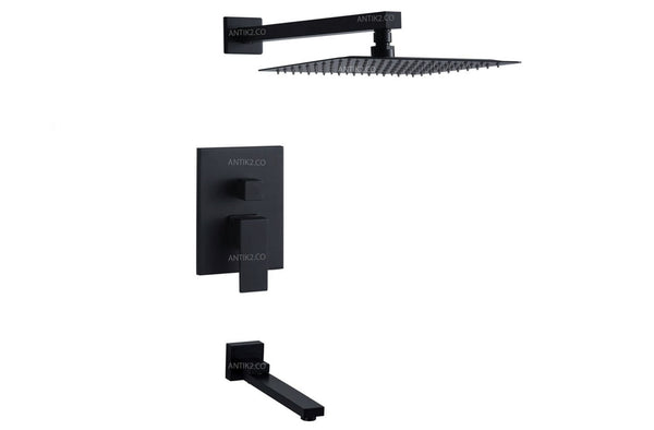 Griferia Mezclador  Para Tina/Bañera  Negro Mate +  Ducha 20cm