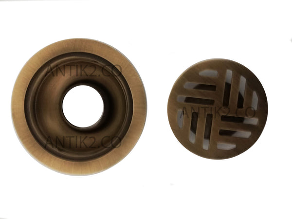 Rejilla piso Bronce Antiguo Diametro  10cm Vector