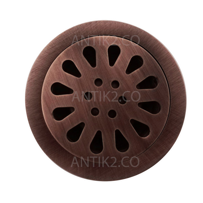Rejilla Piso  Cobre Antiguo Diametro 10cm.