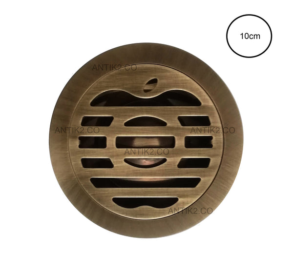 Rejilla piso Bronce Antiguo Diametro  10cm Diseño Manzana