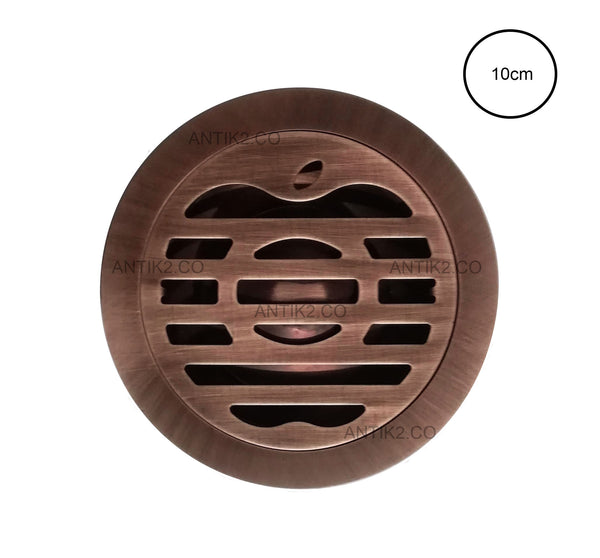 Rejilla Piso  Cobre Antiguo Diametro 10cm Diseño Manzana