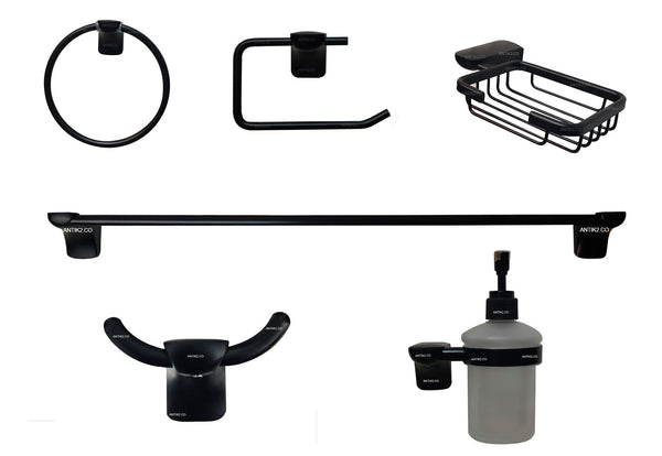 Juego de accesorios negro x 6 piezas