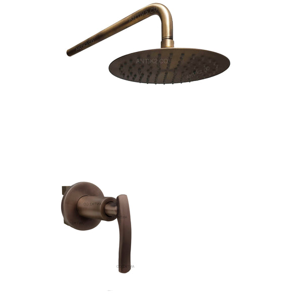 Registro Palanca Bronce Antiguo + Ducha 30cm
