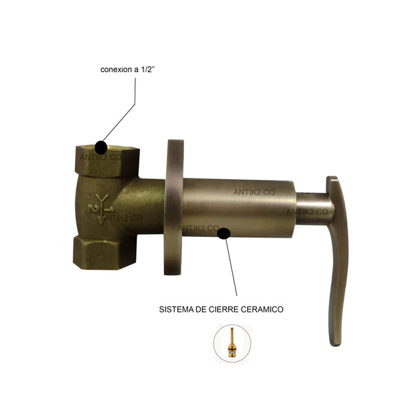 Registro Palanca Bronce Antiguo + Ducha 25cm