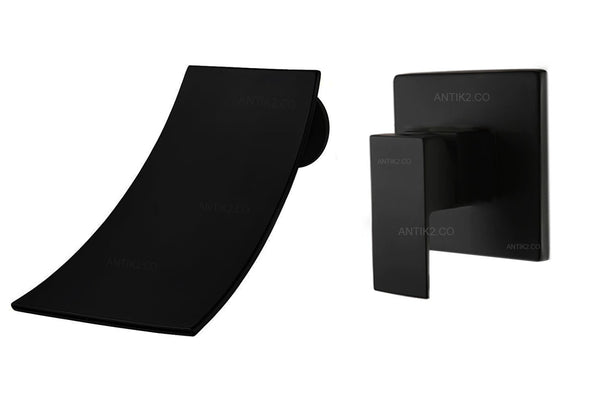 Mezclador lavamanos Pared Cascada Negro
