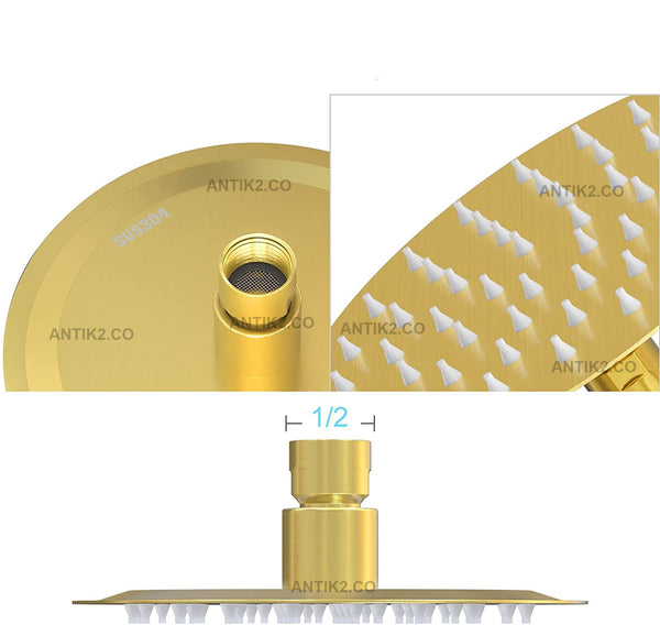 Mezclador Ducha dorado + 30cm