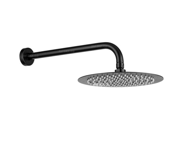 Ducha redonda 30cm negra + Tubo 40cm Acero 304