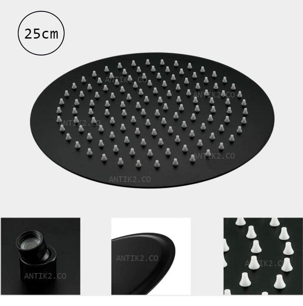 Registro Cuadrado negro + Ducha 30cm