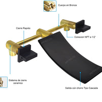 Griferia Mezclador Pared Cascada Negro