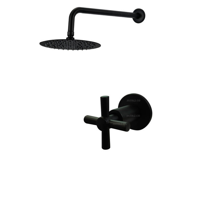 Registro Ducha negro + Ducha 20cm