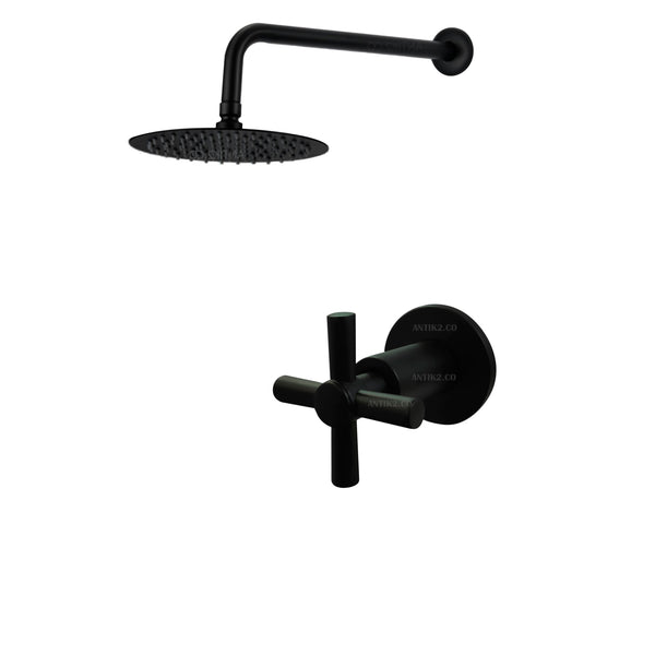 Registro Ducha negro + Ducha 20cm