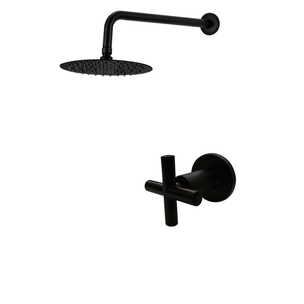 Registro Ducha negro + Ducha 20cm