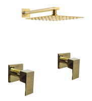 Mezclador Ducha Cuadrado Dorado + Ducha 20cm