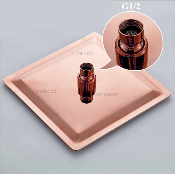 Mezclador  Cuadrado Oro Rosa + Ducha 25x25cm