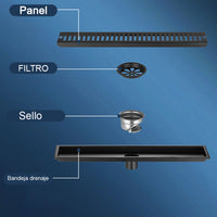 Rejilla piso rectangular Negra 30cm