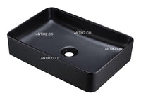 Set lavamanos rectangular Negro + Grifería Bronce + Desagüe