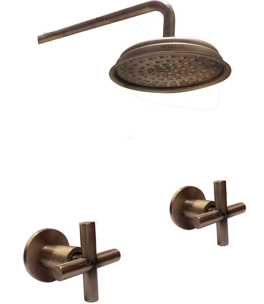 Set Mezclador vintage  + Ducha 25cm  Bronce antiguo