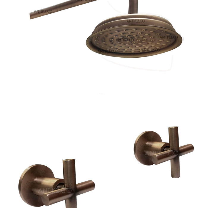Set Mezclador vintage  + Ducha 30cm  Bronce antiguo