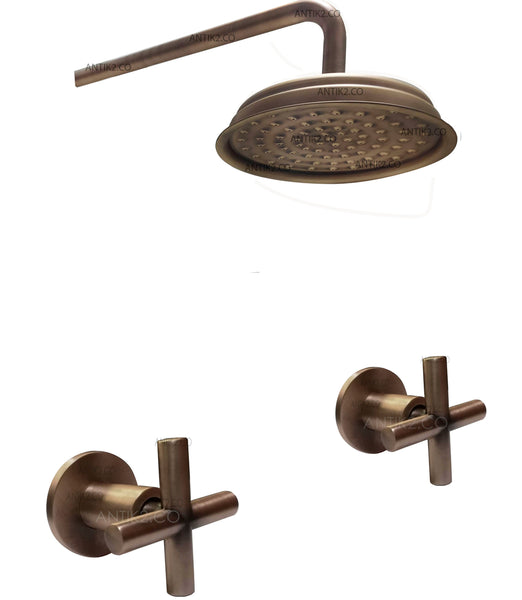Set Mezclador vintage  + Ducha 20cm  Bronce antiguo