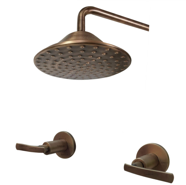 Set Mezclador vintage  + Ducha 25cm  Bronce antiguo