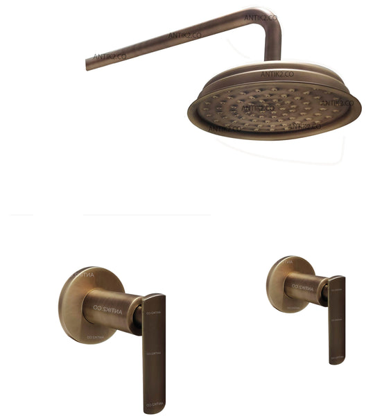 Mezclador vintage Bronce Antiguo + Ducha 30cm