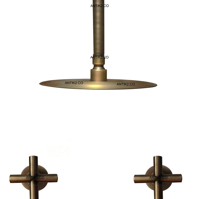 Mezclador vintage Bronce Antiguo + Ducha a techo 20cm