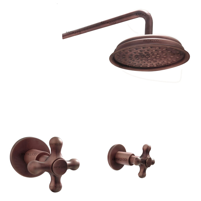 Mezclador  vintage  Cobre Antiguo + Ducha  20cm