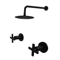Mezclador cruz  Negro + Ducha 30cm