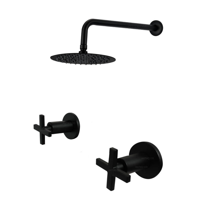 Mezclador cruz  Negro + Ducha 30cm