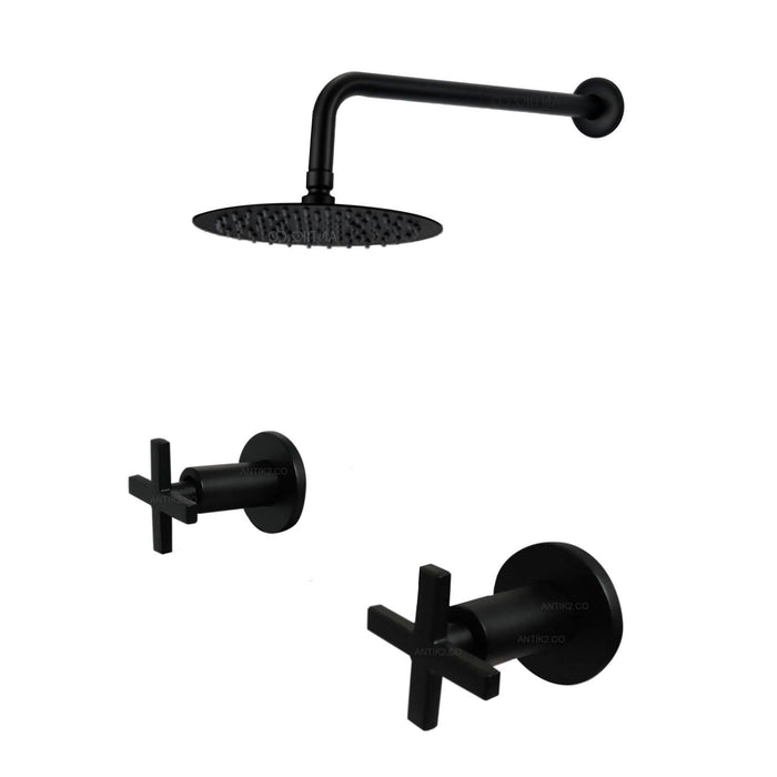 Mezclador cruz  Negro + Ducha 20cm