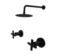 Mezclador cruz  Negro + Ducha 20cm