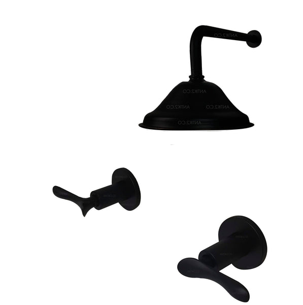 Mezclador Palanca Vintage  Negro + Ducha 25cm
