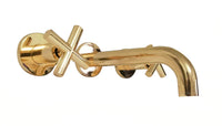 Mezclador Lavamanos Cruz de  pared Dorado