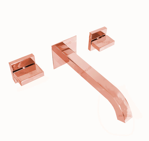 Mezclador Lavamanos Cuadrado de  pared Oro rosa