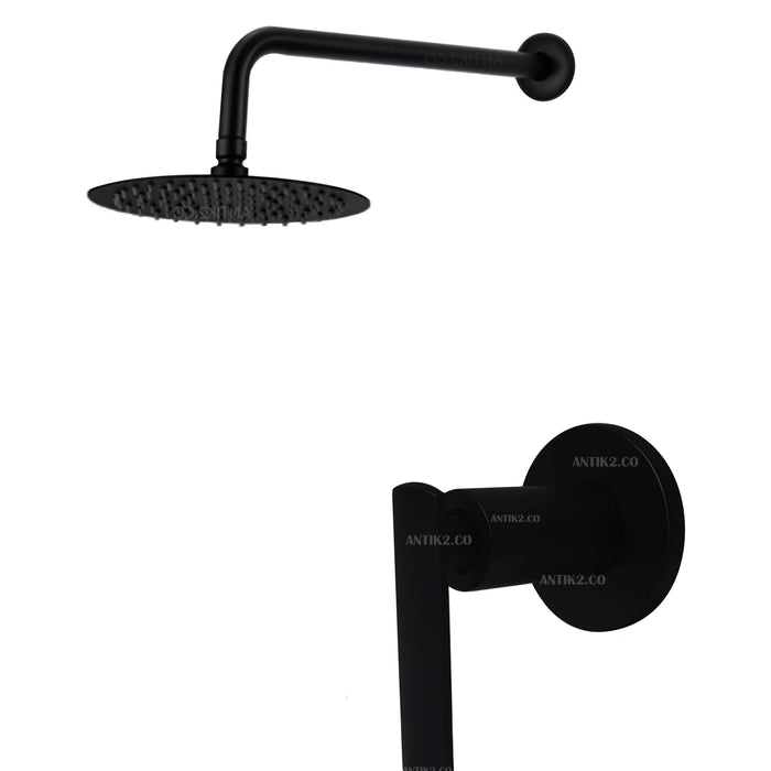 Registro Cuadrado negro + Ducha 20cm