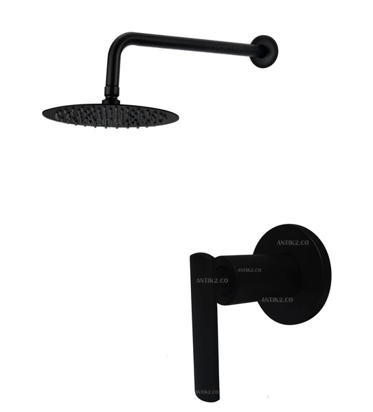 Registro Cuadrado negro + Ducha 20cm