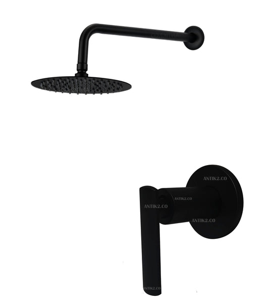 Registro Cuadrado negro + Ducha 25cm