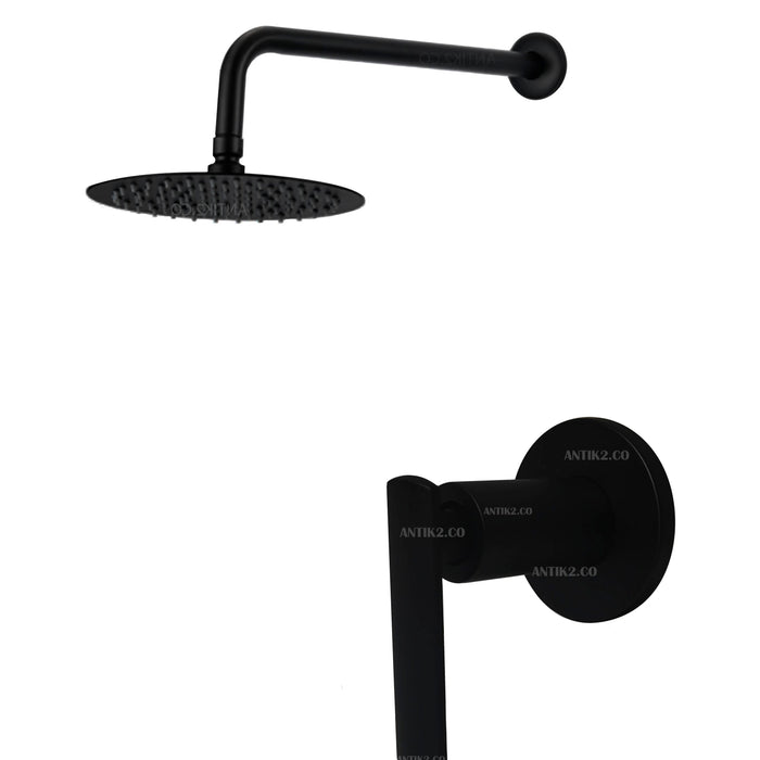 Registro Cuadrado negro + Ducha 30cm
