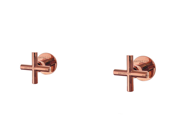 Mezclador Ducha 8" Manija Cruceta Oro Rosa