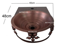 Lavamanos 40cm + Griferia y Desagues Cobre Antiguo