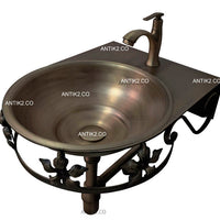 Lavamanos 40cm + Griferia y Desagues Bronce Antiguo