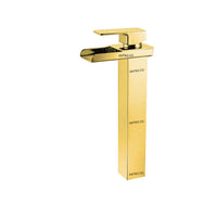 Mezclador Lavamanos Cascada  Alto Dorado