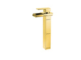 Mezclador Lavamanos Cascada  Alto Dorado