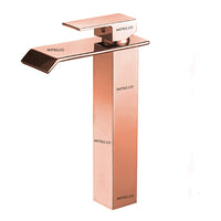 Griferia  Lavamanos Cascada Alta Oro rosa
