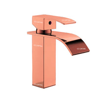 Griferia  Lavamanos Cascada Baja Oro rosa