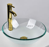 Set lavamanos 38cm Transparente + Grifería Dorada