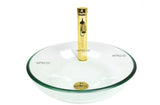 Set lavamanos 38cm Transparente + Grifería Dorada